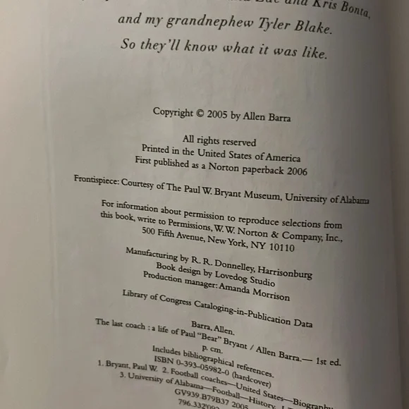 The Last Coach - A Life of Paul ‘Bear’ Bryant…Paper back edition. - Picture 2 of 3